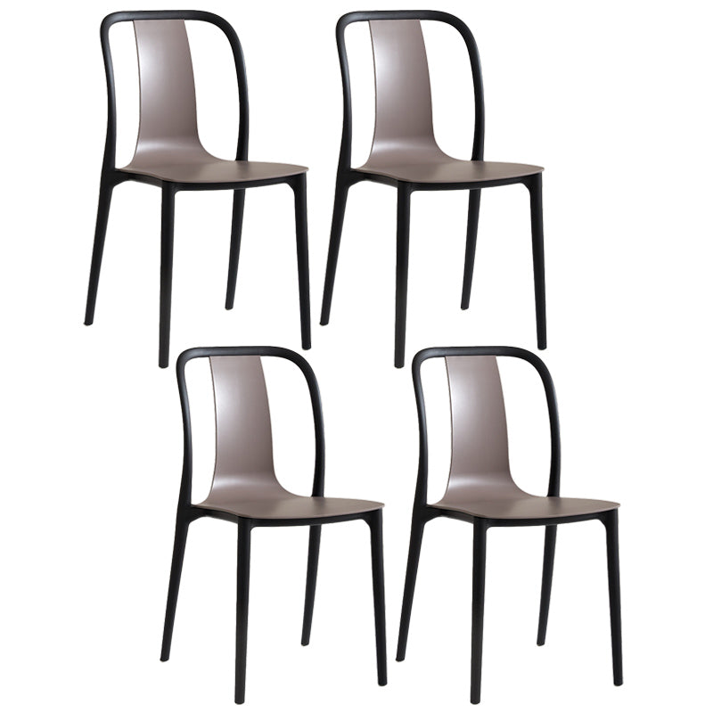 Scandinavian Armless Dining Chairs Plastic Slat Back Side Chairs with Black Legs Grey Set of 4 Clearhalo ' kitchen&dining_furn' 'Dining Chairs' 'Dining Tables & Seating' 'dining_chair' 'Furniture' 'furniture_dining_chair' 'Kitchen & Dining Furniture' 'kitchen' 3740966
