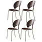 Nordic Style Metal Armless Dining Chairs Open Back Dining Side Chair for Home Use Walnut 4 Piece Set Brass Gold Clearhalo ' kitchen&dining_furn' 'Dining Chairs' 'Dining Tables & Seating' 'dining_chair' 'furn' 'furn_dining_chair' 'Furniture' 'furniture_dining_chair' 'Kitchen & Dining Furniture' 'kitchen' 3740971