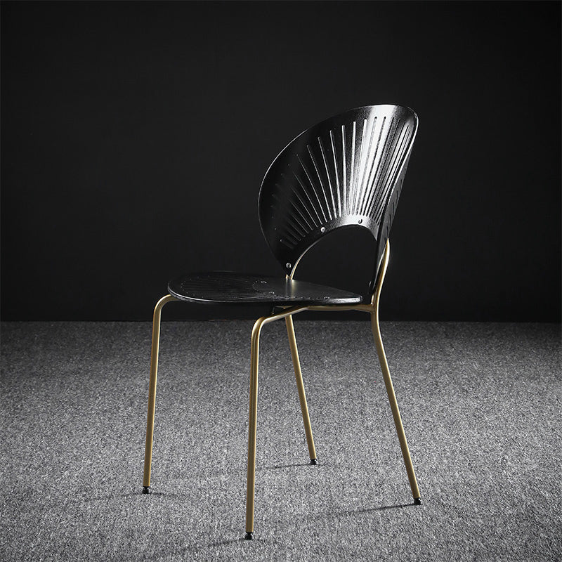 Nordic Style Metal Armless Dining Chairs Open Back Dining Side Chair for Home Use Black 1 Piece Brass Gold Clearhalo ' kitchen&dining_furn' 'Dining Chairs' 'Dining Tables & Seating' 'dining_chair' 'furn' 'furn_dining_chair' 'Furniture' 'furniture_dining_chair' 'Kitchen & Dining Furniture' 'kitchen' 3740973