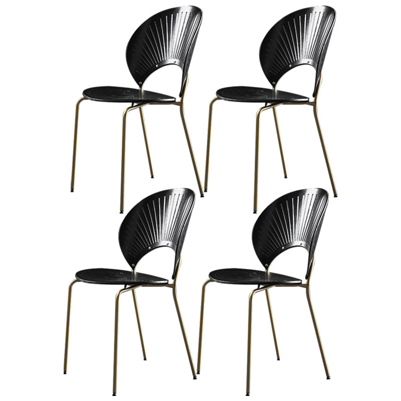 Nordic Style Metal Armless Dining Chairs Open Back Dining Side Chair for Home Use Black 4 Piece Set Brass Gold Clearhalo ' kitchen&dining_furn' 'Dining Chairs' 'Dining Tables & Seating' 'dining_chair' 'furn' 'furn_dining_chair' 'Furniture' 'furniture_dining_chair' 'Kitchen & Dining Furniture' 'kitchen' 3740978