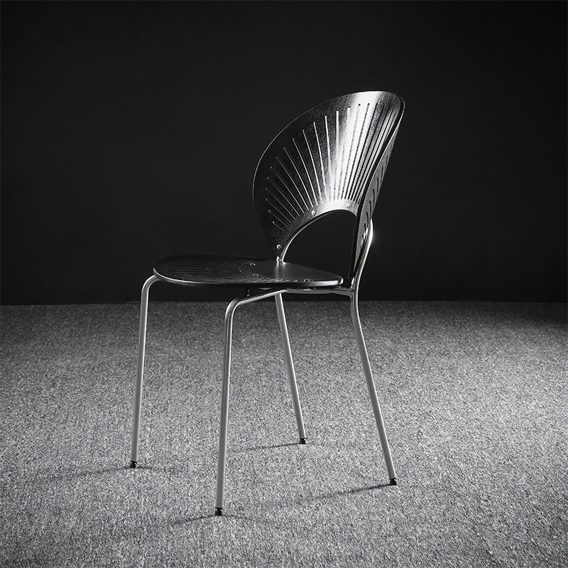 Nordic Style Metal Armless Dining Chairs Open Back Dining Side Chair for Home Use Black 1 Piece Silver Clearhalo ' kitchen&dining_furn' 'Dining Chairs' 'Dining Tables & Seating' 'dining_chair' 'furn' 'furn_dining_chair' 'Furniture' 'furniture_dining_chair' 'Kitchen & Dining Furniture' 'kitchen' 3740989