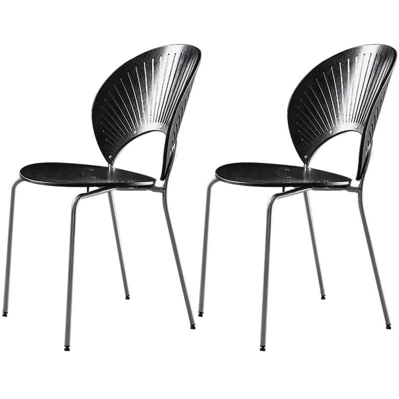 Nordic Style Metal Armless Dining Chairs Open Back Dining Side Chair for Home Use Black 2 Piece Set Silver Clearhalo ' kitchen&dining_furn' 'Dining Chairs' 'Dining Tables & Seating' 'dining_chair' 'furn' 'furn_dining_chair' 'Furniture' 'furniture_dining_chair' 'Kitchen & Dining Furniture' 'kitchen' 3740990