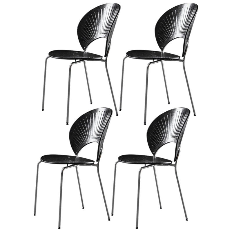 Nordic Style Metal Armless Dining Chairs Open Back Dining Side Chair for Home Use Black 4 Piece Set Silver Clearhalo ' kitchen&dining_furn' 'Dining Chairs' 'Dining Tables & Seating' 'dining_chair' 'furn' 'furn_dining_chair' 'Furniture' 'furniture_dining_chair' 'Kitchen & Dining Furniture' 'kitchen' 3740991