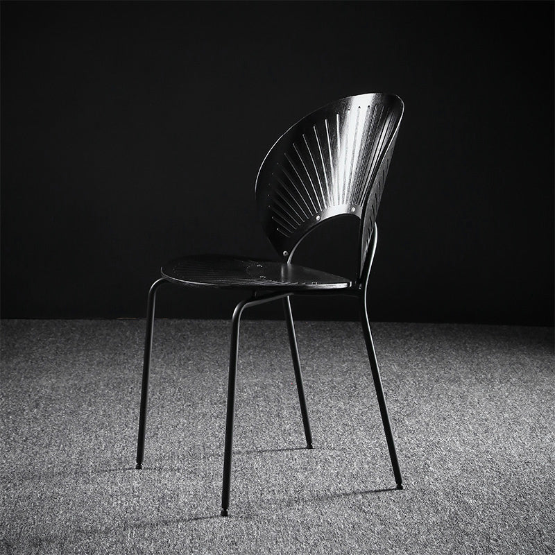 Nordic Style Metal Armless Dining Chairs Open Back Dining Side Chair for Home Use Black 1 Piece Black Clearhalo ' kitchen&dining_furn' 'Dining Chairs' 'Dining Tables & Seating' 'dining_chair' 'furn' 'furn_dining_chair' 'Furniture' 'furniture_dining_chair' 'Kitchen & Dining Furniture' 'kitchen' 3740992