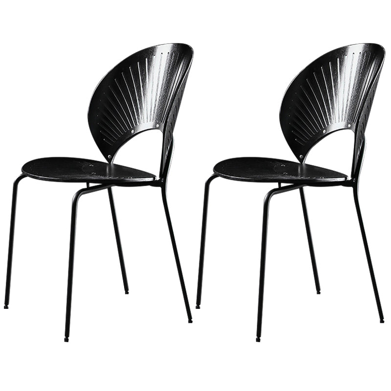 Nordic Style Metal Armless Dining Chairs Open Back Dining Side Chair for Home Use Black 2 Piece Set Black Clearhalo ' kitchen&dining_furn' 'Dining Chairs' 'Dining Tables & Seating' 'dining_chair' 'furn' 'furn_dining_chair' 'Furniture' 'furniture_dining_chair' 'Kitchen & Dining Furniture' 'kitchen' 3740993