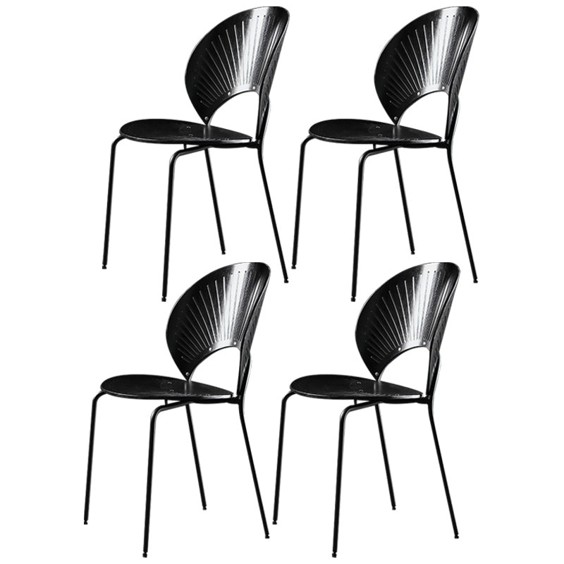 Nordic Style Metal Armless Dining Chairs Open Back Dining Side Chair for Home Use Black 4 Piece Set Black Clearhalo ' kitchen&dining_furn' 'Dining Chairs' 'Dining Tables & Seating' 'dining_chair' 'furn' 'furn_dining_chair' 'Furniture' 'furniture_dining_chair' 'Kitchen & Dining Furniture' 'kitchen' 3740994