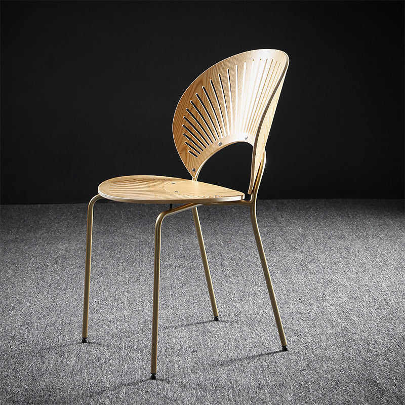 Nordic Style Metal Armless Dining Chairs Open Back Dining Side Chair for Home Use Natural 1 Piece Brass Gold Clearhalo ' kitchen&dining_furn' 'Dining Chairs' 'Dining Tables & Seating' 'dining_chair' 'furn' 'furn_dining_chair' 'Furniture' 'furniture_dining_chair' 'Kitchen & Dining Furniture' 'kitchen' 3740995
