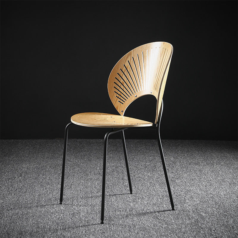 Nordic Style Metal Armless Dining Chairs Open Back Dining Side Chair for Home Use Natural 1 Piece Black Clearhalo ' kitchen&dining_furn' 'Dining Chairs' 'Dining Tables & Seating' 'dining_chair' 'furn' 'furn_dining_chair' 'Furniture' 'furniture_dining_chair' 'Kitchen & Dining Furniture' 'kitchen' 3740998