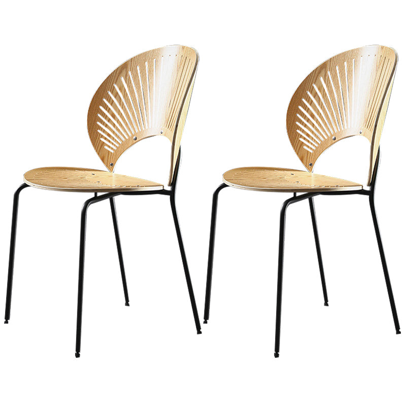 Nordic Style Metal Armless Dining Chairs Open Back Dining Side Chair for Home Use Natural 2 Piece Set Black Clearhalo ' kitchen&dining_furn' 'Dining Chairs' 'Dining Tables & Seating' 'dining_chair' 'furn' 'furn_dining_chair' 'Furniture' 'furniture_dining_chair' 'Kitchen & Dining Furniture' 'kitchen' 3740999