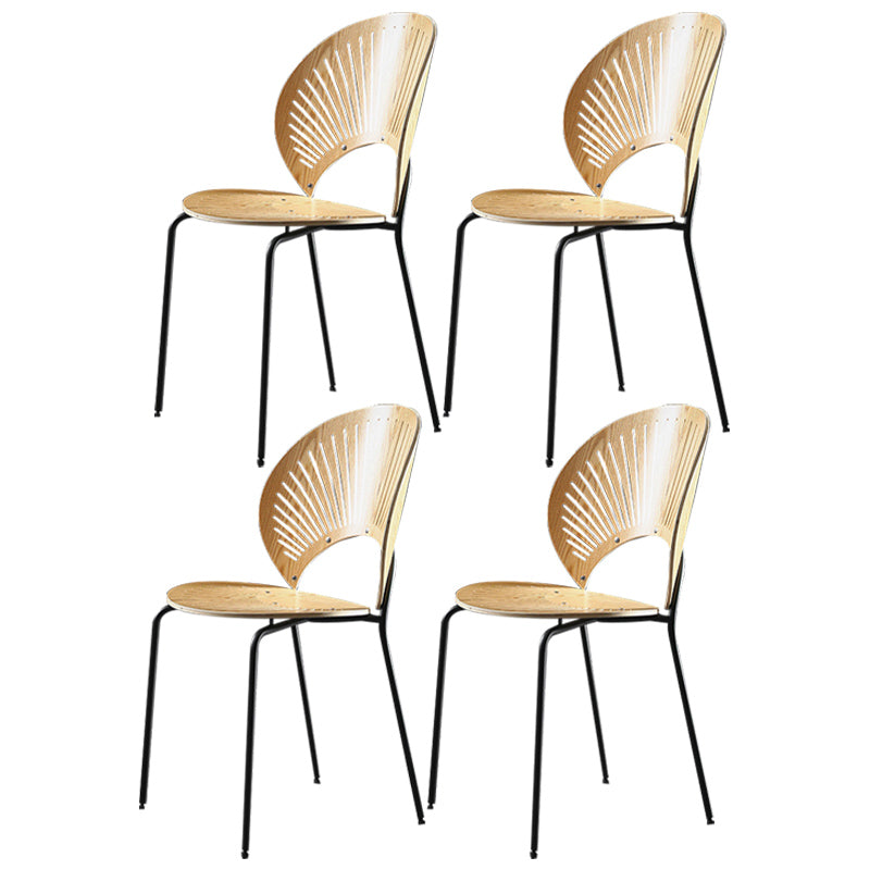 Nordic Style Metal Armless Dining Chairs Open Back Dining Side Chair for Home Use Natural 4 Piece Set Black Clearhalo ' kitchen&dining_furn' 'Dining Chairs' 'Dining Tables & Seating' 'dining_chair' 'furn' 'furn_dining_chair' 'Furniture' 'furniture_dining_chair' 'Kitchen & Dining Furniture' 'kitchen' 3741000