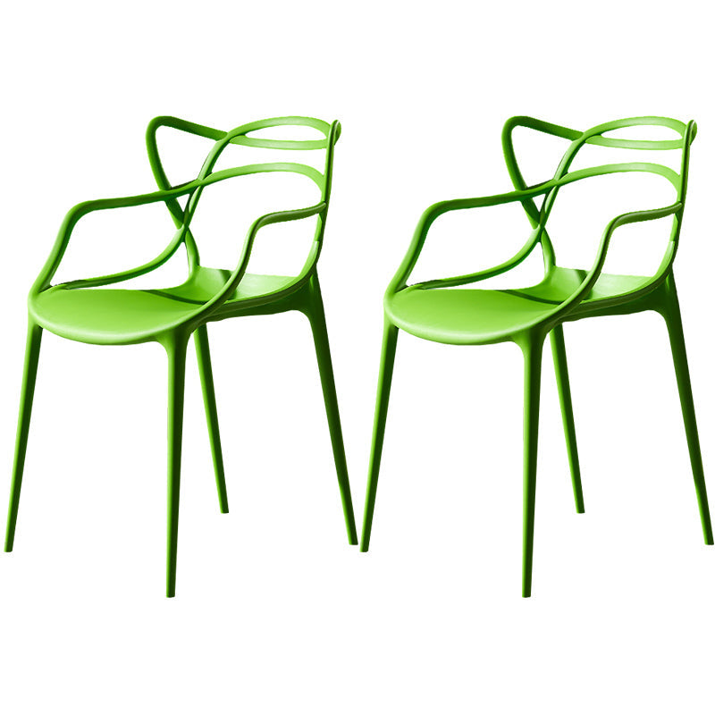 Scandinavian Plastic Dining Arm Chair Indoor Stackable Dining Armchairs Green 2 Piece Set Clearhalo ' kitchen&dining_furn' 'Dining Chairs' 'Dining Tables & Seating' 'dining_chair' 'furn' 'furn_dining_chair' 'Furniture' 'furniture_dining_chair' 'Kitchen & Dining Furniture' 'kitchen' 3741007