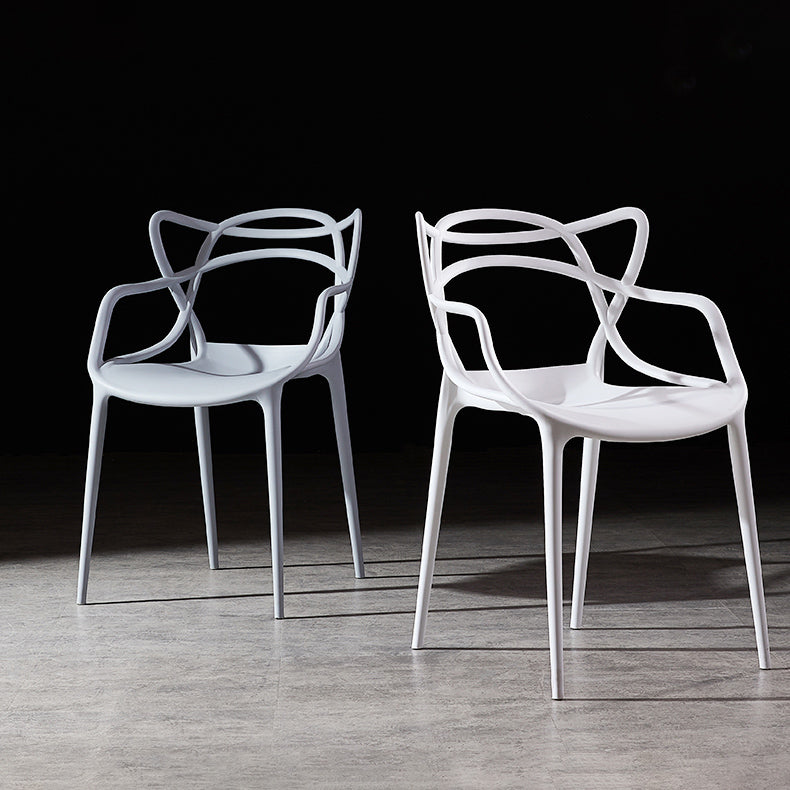 Scandinavian Plastic Dining Arm Chair Indoor Stackable Dining Armchairs Clearhalo ' kitchen&dining_furn' 'Dining Chairs' 'Dining Tables & Seating' 'dining_chair' 'furn' 'furn_dining_chair' 'Furniture' 'furniture_dining_chair' 'Kitchen & Dining Furniture' 'kitchen' 3741008