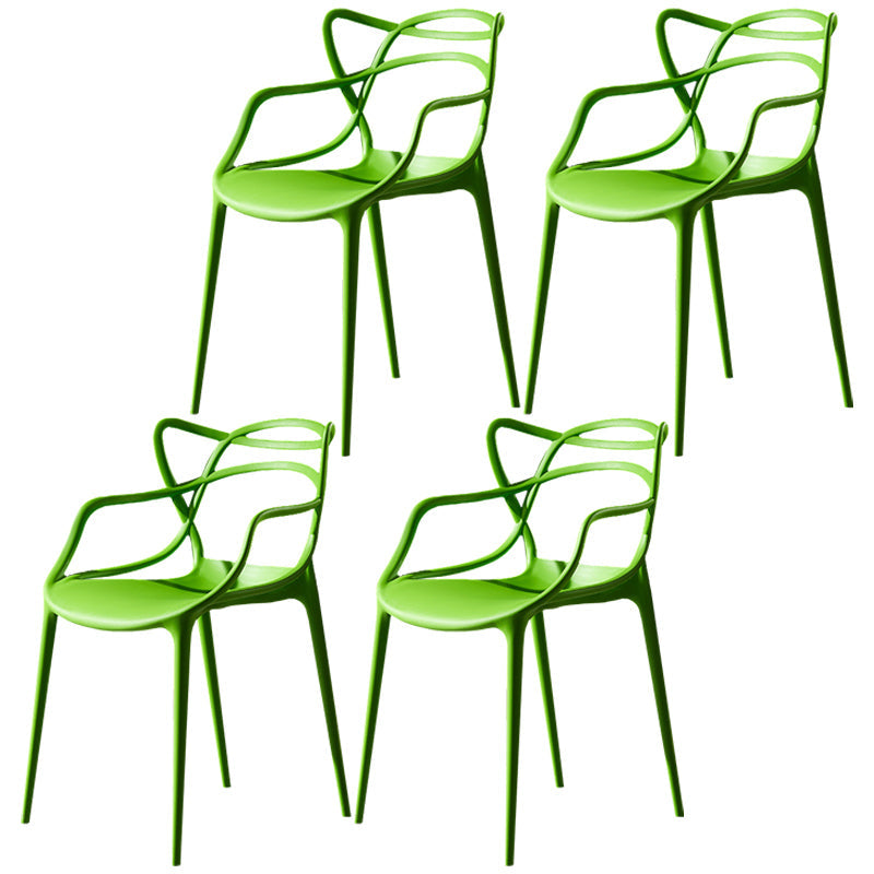 Scandinavian Plastic Dining Arm Chair Indoor Stackable Dining Armchairs Green 4 Piece Set Clearhalo ' kitchen&dining_furn' 'Dining Chairs' 'Dining Tables & Seating' 'dining_chair' 'furn' 'furn_dining_chair' 'Furniture' 'furniture_dining_chair' 'Kitchen & Dining Furniture' 'kitchen' 3741009