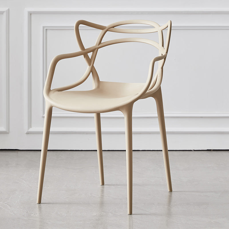 Scandinavian Plastic Dining Arm Chair Indoor Stackable Dining Armchairs Camel 1 Piece Clearhalo ' kitchen&dining_furn' 'Dining Chairs' 'Dining Tables & Seating' 'dining_chair' 'furn' 'furn_dining_chair' 'Furniture' 'furniture_dining_chair' 'Kitchen & Dining Furniture' 'kitchen' 3741010