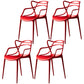 Scandinavian Plastic Dining Arm Chair Indoor Stackable Dining Armchairs Red 4 Piece Set Clearhalo ' kitchen&dining_furn' 'Dining Chairs' 'Dining Tables & Seating' 'dining_chair' 'furn' 'furn_dining_chair' 'Furniture' 'furniture_dining_chair' 'Kitchen & Dining Furniture' 'kitchen' 3741020