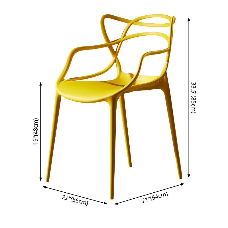 Scandinavian Plastic Dining Arm Chair Indoor Stackable Dining Armchairs Clearhalo ' kitchen&dining_furn' 'Dining Chairs' 'Dining Tables & Seating' 'dining_chair' 'furn' 'furn_dining_chair' 'Furniture' 'furniture_dining_chair' 'Kitchen & Dining Furniture' 'kitchen' 3741022