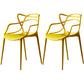 Scandinavian Plastic Dining Arm Chair Indoor Stackable Dining Armchairs Yellow 2 Piece Set Clearhalo ' kitchen&dining_furn' 'Dining Chairs' 'Dining Tables & Seating' 'dining_chair' 'furn' 'furn_dining_chair' 'Furniture' 'furniture_dining_chair' 'Kitchen & Dining Furniture' 'kitchen' 3741028