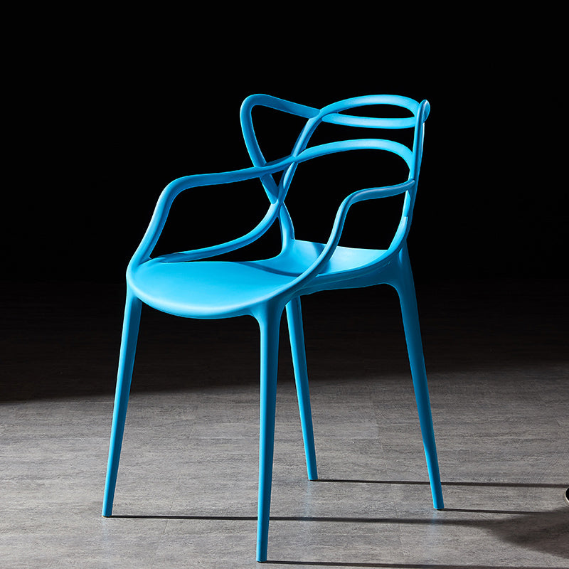 Scandinavian Plastic Dining Arm Chair Indoor Stackable Dining Armchairs Sky Blue 1 Piece Clearhalo ' kitchen&dining_furn' 'Dining Chairs' 'Dining Tables & Seating' 'dining_chair' 'furn' 'furn_dining_chair' 'Furniture' 'furniture_dining_chair' 'Kitchen & Dining Furniture' 'kitchen' 3741033