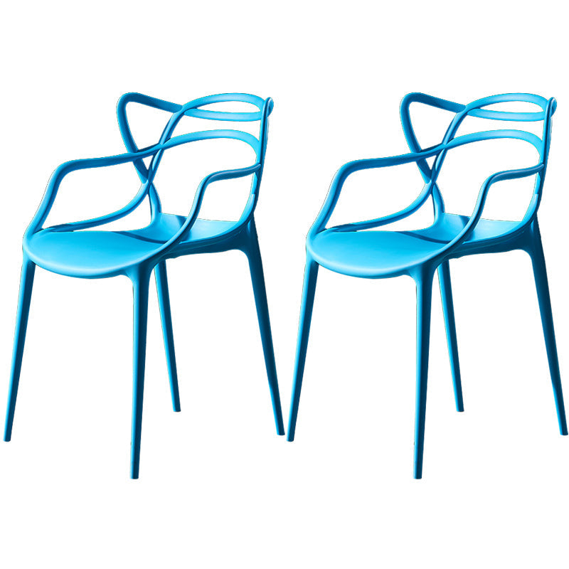 Scandinavian Plastic Dining Arm Chair Indoor Stackable Dining Armchairs Sky Blue 2 Piece Set Clearhalo ' kitchen&dining_furn' 'Dining Chairs' 'Dining Tables & Seating' 'dining_chair' 'furn' 'furn_dining_chair' 'Furniture' 'furniture_dining_chair' 'Kitchen & Dining Furniture' 'kitchen' 3741034