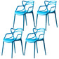 Scandinavian Plastic Dining Arm Chair Indoor Stackable Dining Armchairs Sky Blue 4 Piece Set Clearhalo ' kitchen&dining_furn' 'Dining Chairs' 'Dining Tables & Seating' 'dining_chair' 'furn' 'furn_dining_chair' 'Furniture' 'furniture_dining_chair' 'Kitchen & Dining Furniture' 'kitchen' 3741035