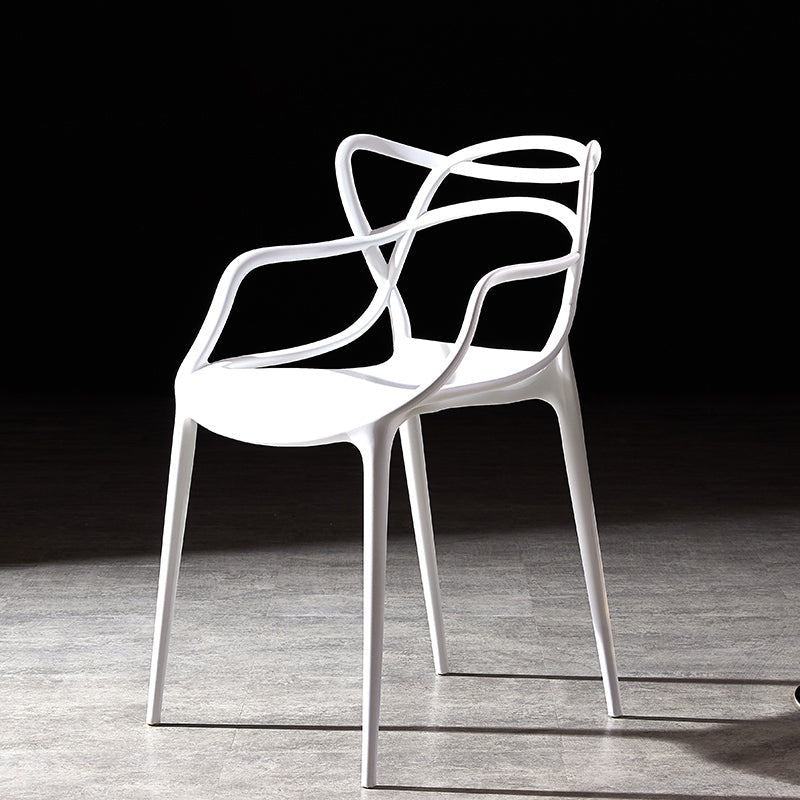 Scandinavian Plastic Dining Arm Chair Indoor Stackable Dining Armchairs White 1 Piece Clearhalo ' kitchen&dining_furn' 'Dining Chairs' 'Dining Tables & Seating' 'dining_chair' 'furn' 'furn_dining_chair' 'Furniture' 'furniture_dining_chair' 'Kitchen & Dining Furniture' 'kitchen' 3741036