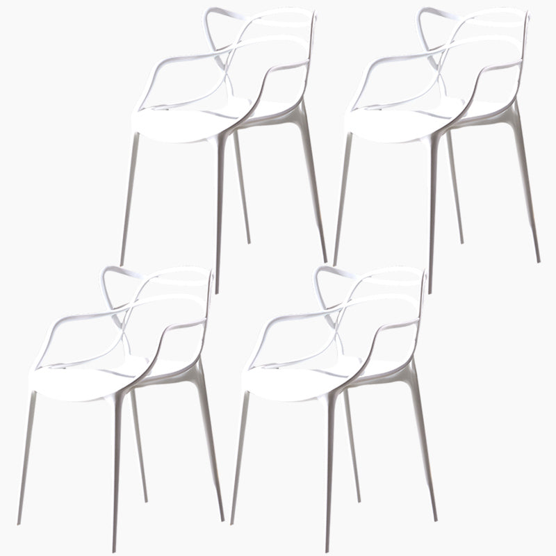 Scandinavian Plastic Dining Arm Chair Indoor Stackable Dining Armchairs White 4 Piece Set Clearhalo ' kitchen&dining_furn' 'Dining Chairs' 'Dining Tables & Seating' 'dining_chair' 'furn' 'furn_dining_chair' 'Furniture' 'furniture_dining_chair' 'Kitchen & Dining Furniture' 'kitchen' 3741038