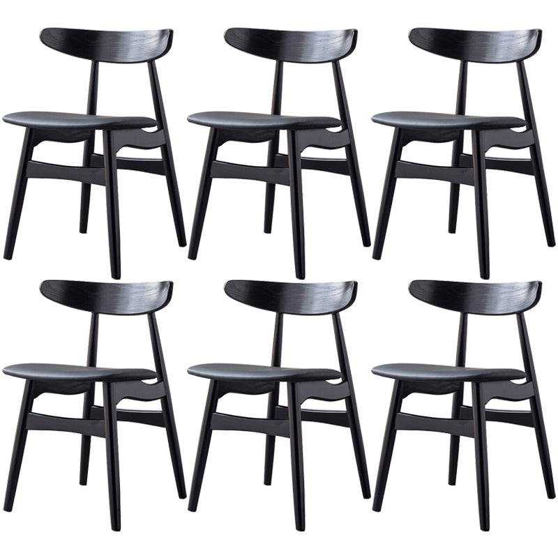 Contemporary Solid Wood Dining Room Chairs Armless Open Back Dining Side Chair for Home Use Black 6 Piece Set Clearhalo ' kitchen&dining_furn' 'Dining Chairs' 'Dining Tables & Seating' 'dining_chair' 'furn' 'furn_dining_chair' 'Furniture' 'furniture_dining_chair' 'Kitchen & Dining Furniture' 'kitchen' 3741043