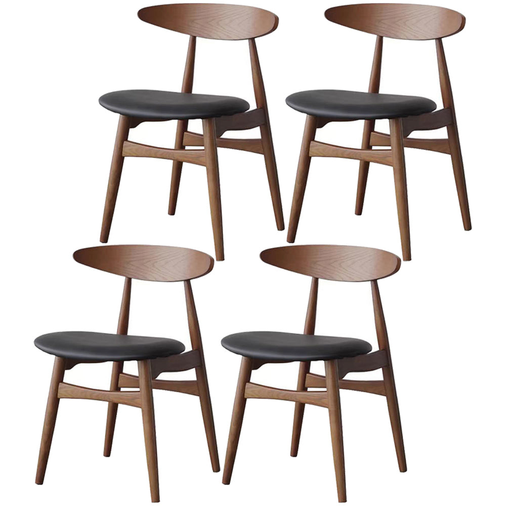 Contemporary Solid Wood Dining Room Chairs Armless Open Back Dining Side Chair for Home Use Walnut 4 Piece Set Clearhalo ' kitchen&dining_furn' 'Dining Chairs' 'Dining Tables & Seating' 'dining_chair' 'furn' 'furn_dining_chair' 'Furniture' 'furniture_dining_chair' 'Kitchen & Dining Furniture' 'kitchen' 3741054