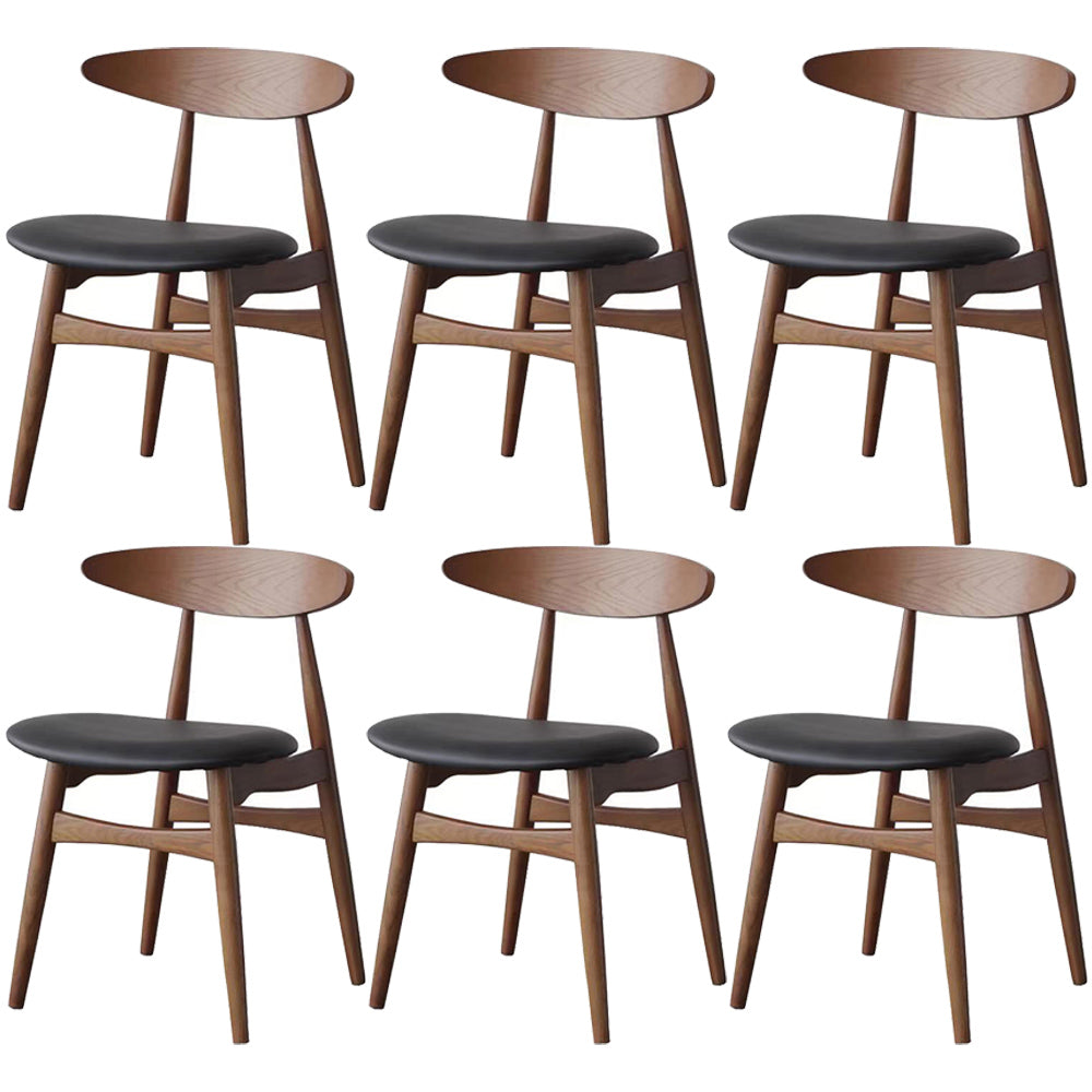 Contemporary Solid Wood Dining Room Chairs Armless Open Back Dining Side Chair for Home Use Walnut 6 Piece Set Clearhalo ' kitchen&dining_furn' 'Dining Chairs' 'Dining Tables & Seating' 'dining_chair' 'furn' 'furn_dining_chair' 'Furniture' 'furniture_dining_chair' 'Kitchen & Dining Furniture' 'kitchen' 3741055