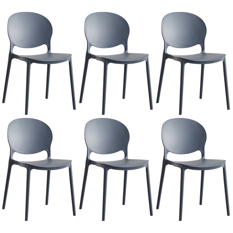 Scandinavian Plastic Armless Dining Chairs Indoor Stackable Side Chair Gray-Blue 6 Piece Set Clearhalo ' kitchen&dining_furn' 'Dining Chairs' 'Dining Tables & Seating' 'dining_chair' 'furn' 'furn_dining_chair' 'Furniture' 'furniture_dining_chair' 'Kitchen & Dining Furniture' 'kitchen' 3741068