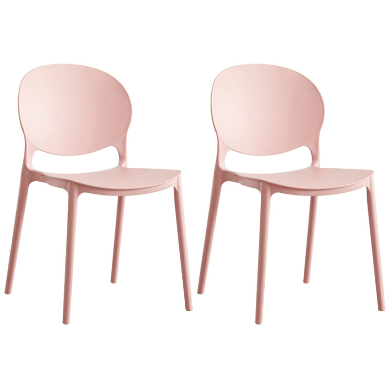 Scandinavian Plastic Armless Dining Chairs Indoor Stackable Side Chair Nude Pink 2 Piece Set Clearhalo ' kitchen&dining_furn' 'Dining Chairs' 'Dining Tables & Seating' 'dining_chair' 'furn' 'furn_dining_chair' 'Furniture' 'furniture_dining_chair' 'Kitchen & Dining Furniture' 'kitchen' 3741070