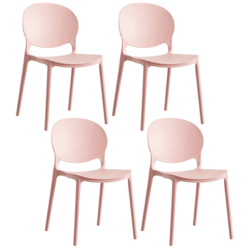 Scandinavian Plastic Armless Dining Chairs Indoor Stackable Side Chair Nude Pink 4 Piece Set Clearhalo ' kitchen&dining_furn' 'Dining Chairs' 'Dining Tables & Seating' 'dining_chair' 'furn' 'furn_dining_chair' 'Furniture' 'furniture_dining_chair' 'Kitchen & Dining Furniture' 'kitchen' 3741072