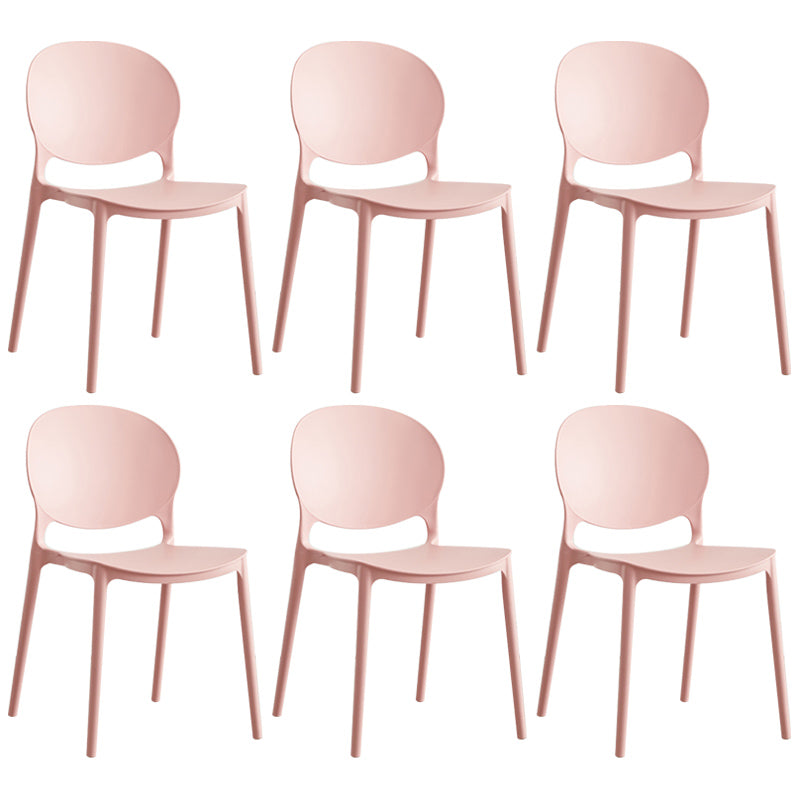 Scandinavian Plastic Armless Dining Chairs Indoor Stackable Side Chair Nude Pink 6 Piece Set Clearhalo ' kitchen&dining_furn' 'Dining Chairs' 'Dining Tables & Seating' 'dining_chair' 'furn' 'furn_dining_chair' 'Furniture' 'furniture_dining_chair' 'Kitchen & Dining Furniture' 'kitchen' 3741075