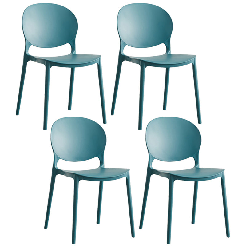 Scandinavian Plastic Armless Dining Chairs Indoor Stackable Side Chair Peacock Blue 4 Piece Set Clearhalo ' kitchen&dining_furn' 'Dining Chairs' 'Dining Tables & Seating' 'dining_chair' 'furn' 'furn_dining_chair' 'Furniture' 'furniture_dining_chair' 'Kitchen & Dining Furniture' 'kitchen' 3741077