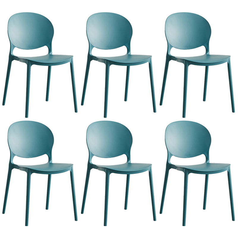 Scandinavian Plastic Armless Dining Chairs Indoor Stackable Side Chair Peacock Blue 6 Piece Set Clearhalo ' kitchen&dining_furn' 'Dining Chairs' 'Dining Tables & Seating' 'dining_chair' 'furn' 'furn_dining_chair' 'Furniture' 'furniture_dining_chair' 'Kitchen & Dining Furniture' 'kitchen' 3741078
