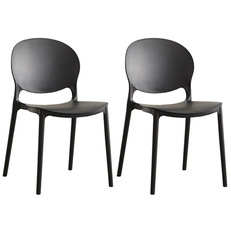 Scandinavian Plastic Armless Dining Chairs Indoor Stackable Side Chair Black 2 Piece Set Clearhalo ' kitchen&dining_furn' 'Dining Chairs' 'Dining Tables & Seating' 'dining_chair' 'furn' 'furn_dining_chair' 'Furniture' 'furniture_dining_chair' 'Kitchen & Dining Furniture' 'kitchen' 3741079
