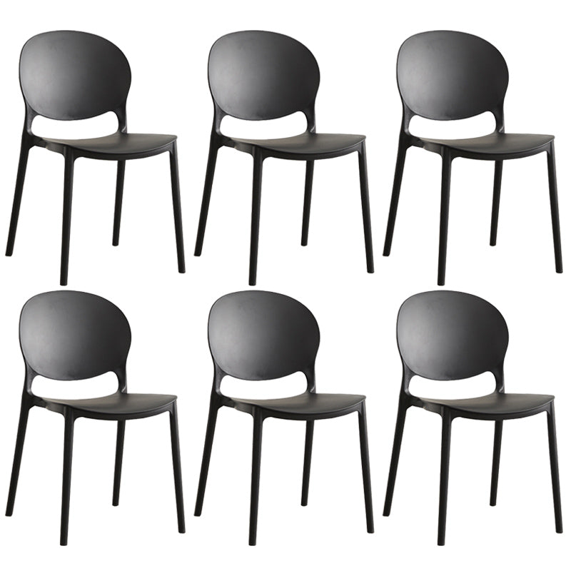 Scandinavian Plastic Armless Dining Chairs Indoor Stackable Side Chair Black 6 Piece Set Clearhalo ' kitchen&dining_furn' 'Dining Chairs' 'Dining Tables & Seating' 'dining_chair' 'furn' 'furn_dining_chair' 'Furniture' 'furniture_dining_chair' 'Kitchen & Dining Furniture' 'kitchen' 3741081