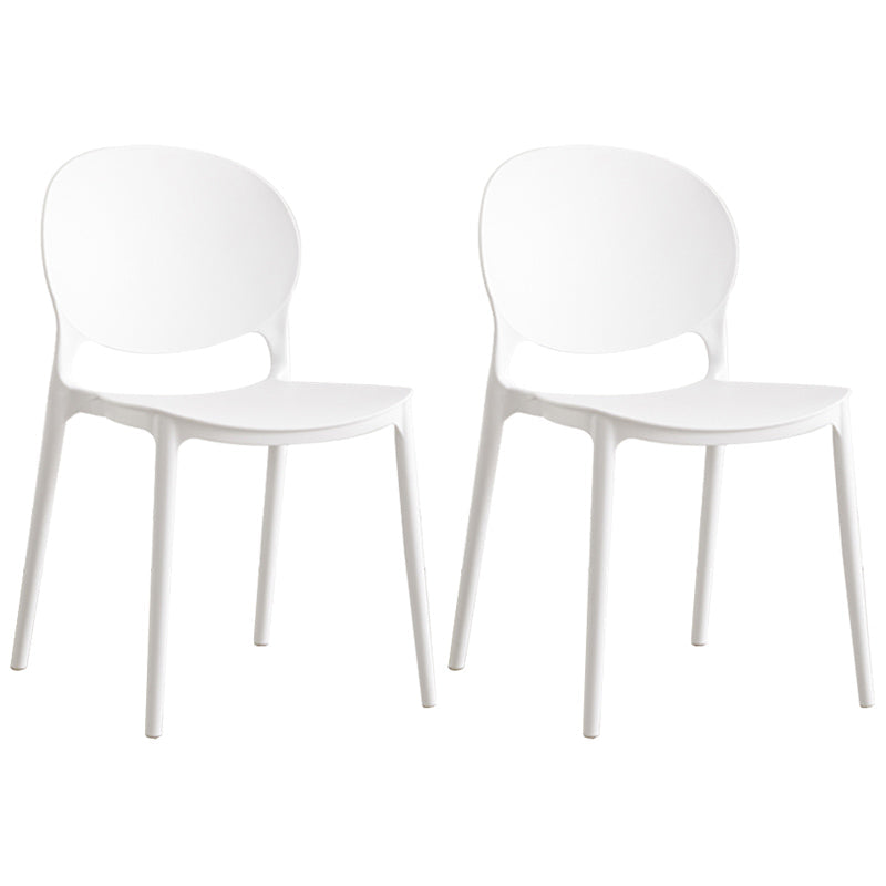 Scandinavian Plastic Armless Dining Chairs Indoor Stackable Side Chair White 2 Piece Set Clearhalo ' kitchen&dining_furn' 'Dining Chairs' 'Dining Tables & Seating' 'dining_chair' 'furn' 'furn_dining_chair' 'Furniture' 'furniture_dining_chair' 'Kitchen & Dining Furniture' 'kitchen' 3741082