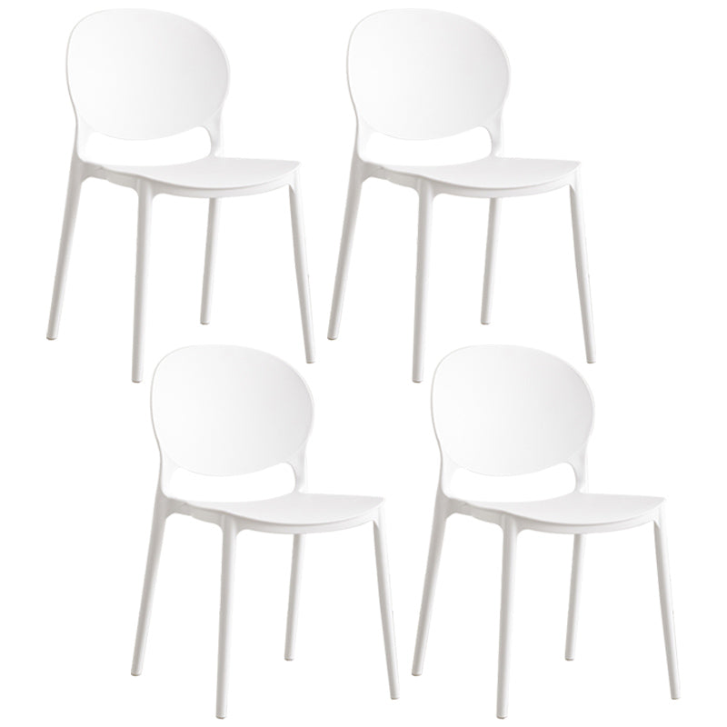 Scandinavian Plastic Armless Dining Chairs Indoor Stackable Side Chair White 4 Piece Set Clearhalo ' kitchen&dining_furn' 'Dining Chairs' 'Dining Tables & Seating' 'dining_chair' 'furn' 'furn_dining_chair' 'Furniture' 'furniture_dining_chair' 'Kitchen & Dining Furniture' 'kitchen' 3741083