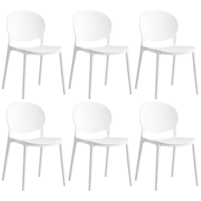 Scandinavian Plastic Armless Dining Chairs Indoor Stackable Side Chair White 6 Piece Set Clearhalo ' kitchen&dining_furn' 'Dining Chairs' 'Dining Tables & Seating' 'dining_chair' 'furn' 'furn_dining_chair' 'Furniture' 'furniture_dining_chair' 'Kitchen & Dining Furniture' 'kitchen' 3741084