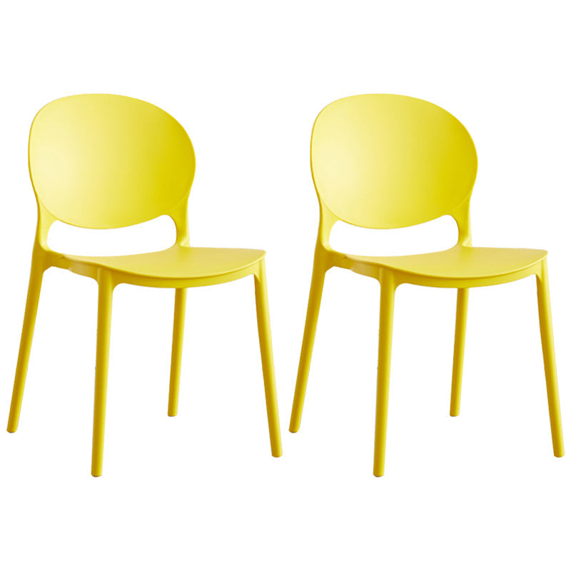 Scandinavian Plastic Armless Dining Chairs Indoor Stackable Side Chair Yellow 2 Piece Set Clearhalo ' kitchen&dining_furn' 'Dining Chairs' 'Dining Tables & Seating' 'dining_chair' 'furn' 'furn_dining_chair' 'Furniture' 'furniture_dining_chair' 'Kitchen & Dining Furniture' 'kitchen' 3741088