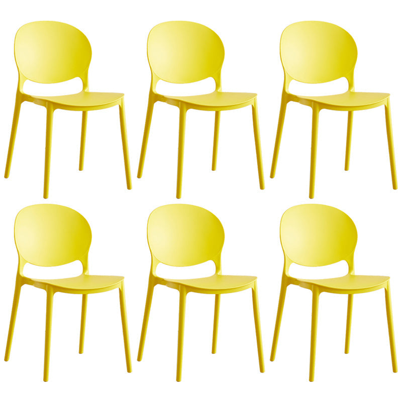 Scandinavian Plastic Armless Dining Chairs Indoor Stackable Side Chair Yellow 6 Piece Set Clearhalo ' kitchen&dining_furn' 'Dining Chairs' 'Dining Tables & Seating' 'dining_chair' 'furn' 'furn_dining_chair' 'Furniture' 'furniture_dining_chair' 'Kitchen & Dining Furniture' 'kitchen' 3741090