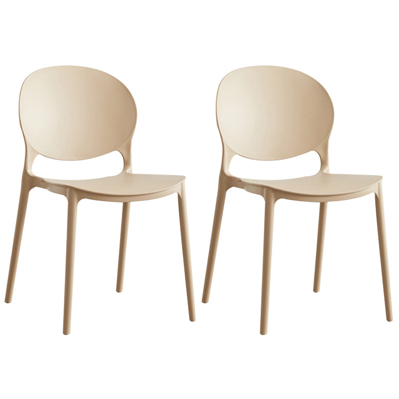 Scandinavian Plastic Armless Dining Chairs Indoor Stackable Side Chair Camel 2 Piece Set Clearhalo ' kitchen&dining_furn' 'Dining Chairs' 'Dining Tables & Seating' 'dining_chair' 'furn' 'furn_dining_chair' 'Furniture' 'furniture_dining_chair' 'Kitchen & Dining Furniture' 'kitchen' 3741091