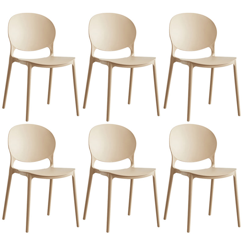 Scandinavian Plastic Armless Dining Chairs Indoor Stackable Side Chair Camel 6 Piece Set Clearhalo ' kitchen&dining_furn' 'Dining Chairs' 'Dining Tables & Seating' 'dining_chair' 'furn' 'furn_dining_chair' 'Furniture' 'furniture_dining_chair' 'Kitchen & Dining Furniture' 'kitchen' 3741093