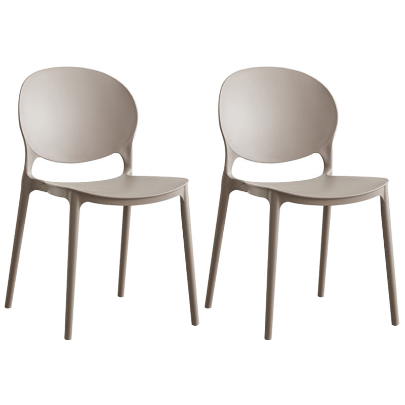 Scandinavian Plastic Armless Dining Chairs Indoor Stackable Side Chair Grey 2 Piece Set Clearhalo ' kitchen&dining_furn' 'Dining Chairs' 'Dining Tables & Seating' 'dining_chair' 'furn' 'furn_dining_chair' 'Furniture' 'furniture_dining_chair' 'Kitchen & Dining Furniture' 'kitchen' 3741094