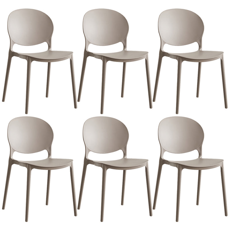 Scandinavian Plastic Armless Dining Chairs Indoor Stackable Side Chair Grey 6 Piece Set Clearhalo ' kitchen&dining_furn' 'Dining Chairs' 'Dining Tables & Seating' 'dining_chair' 'furn' 'furn_dining_chair' 'Furniture' 'furniture_dining_chair' 'Kitchen & Dining Furniture' 'kitchen' 3741096