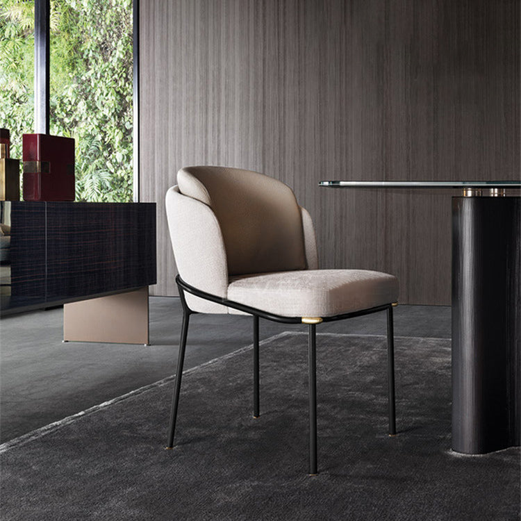 Contemporary Metal Dining Room Chairs Armless Upholstered Side Chairs for Home Use Clearhalo ' kitchen&dining_furn' 'Dining Chairs' 'Dining Tables & Seating' 'dining_chair' 'furn' 'furn_dining_chair' 'Furniture' 'furniture_dining_chair' 'Kitchen & Dining Furniture' 'kitchen' 3741097