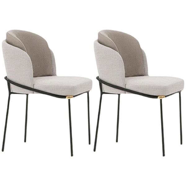Contemporary Metal Dining Room Chairs Armless Upholstered Side Chairs for Home Use Off-White 2 Piece Set Clearhalo ' kitchen&dining_furn' 'Dining Chairs' 'Dining Tables & Seating' 'dining_chair' 'furn' 'furn_dining_chair' 'Furniture' 'furniture_dining_chair' 'Kitchen & Dining Furniture' 'kitchen' 3741099