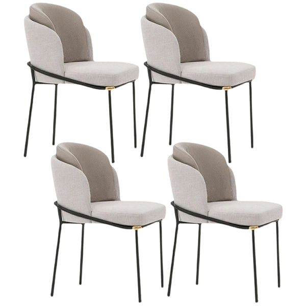 Contemporary Metal Dining Room Chairs Armless Upholstered Side Chairs for Home Use Off-White 4 Piece Set Clearhalo ' kitchen&dining_furn' 'Dining Chairs' 'Dining Tables & Seating' 'dining_chair' 'furn' 'furn_dining_chair' 'Furniture' 'furniture_dining_chair' 'Kitchen & Dining Furniture' 'kitchen' 3741101