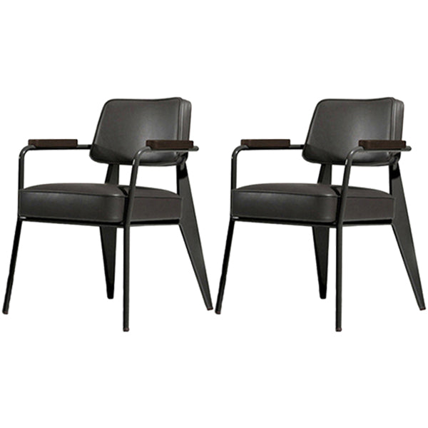 Contemporary Metal Dining Room Chairs Open Back Dining Side Armchair for Home Use Black Set of 2 Clearhalo ' kitchen&dining_furn' 'Dining Chairs' 'Dining Tables & Seating' 'dining_chair' 'Furniture' 'furniture_dining_chair' 'Kitchen & Dining Furniture' 'kitchen' 3741121